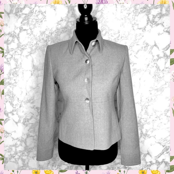 ⭐️ Ellen Tracy Gray WOOL 90s Tailored Blazer Jacket Women’s 2 Petite - Picture 7 of 7